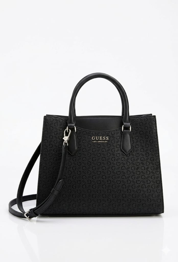 Mini tote GUESS negra convertible a crossbody
