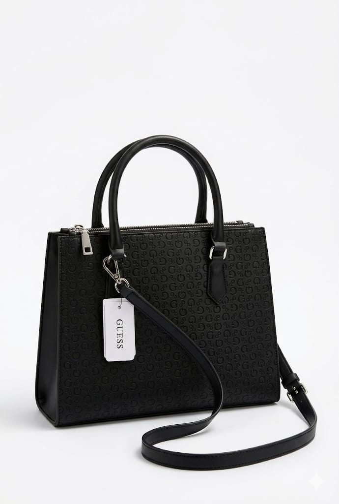 Mini tote GUESS negra convertible a crossbody