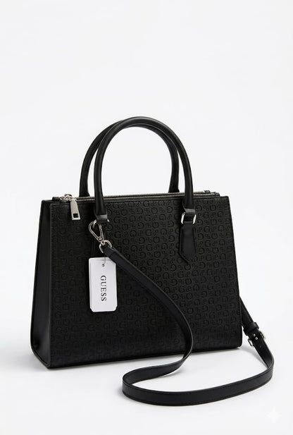 Mini tote GUESS negra convertible a crossbody